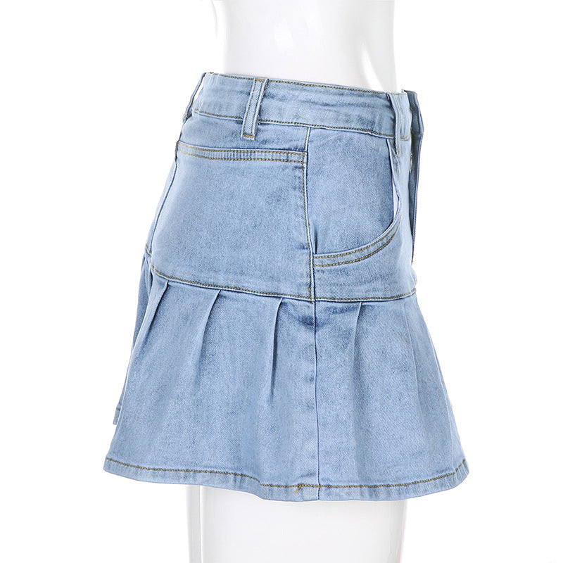 Denim A-Line Mini Skirt