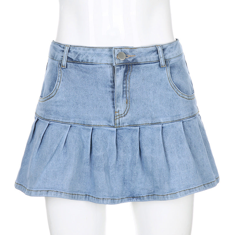 Denim A-Line Mini Skirt