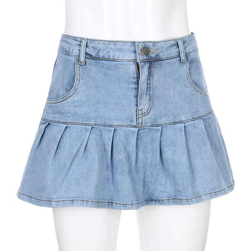 Denim A-Line Mini Skirt