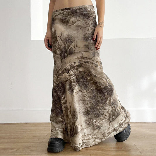 Low-Waist Ink Print Skirt