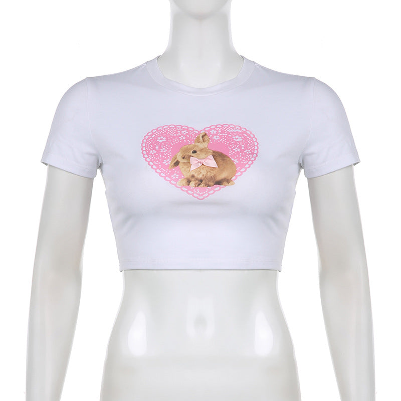 Rabbit Short Sleeve Crop T-Shirt