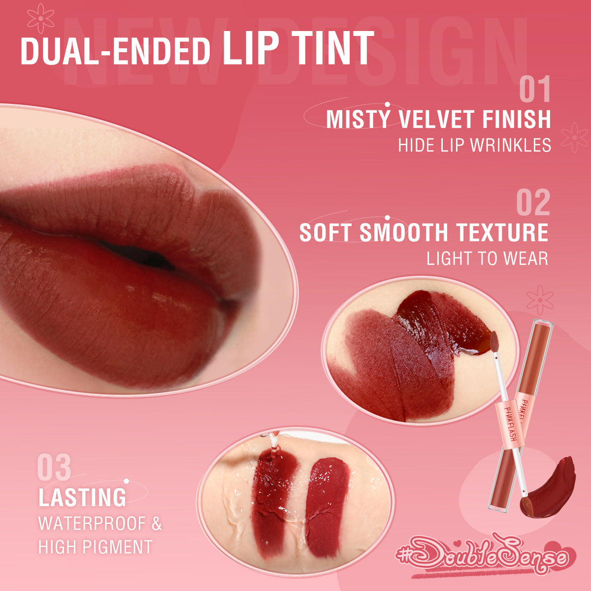 PINKFLASH - 2 in 1 Misty Velvet Lip Tint - 14 Colors