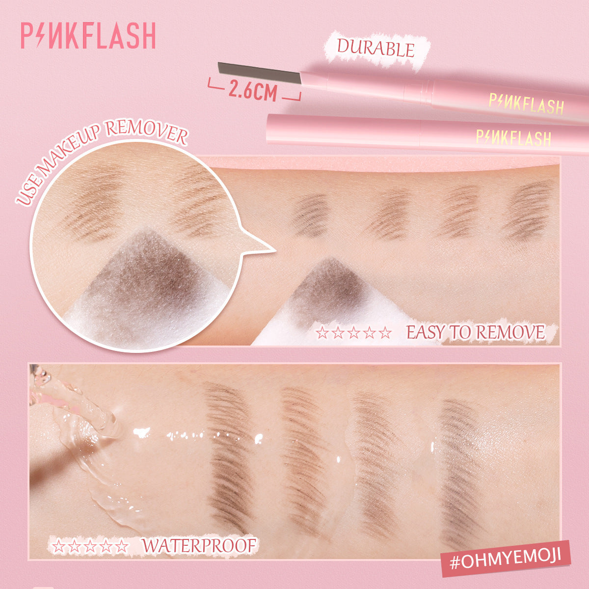 PINKFLASH - Double-headed Triangle Waterproof Auto Eyebrow Pencil - 4 Colors