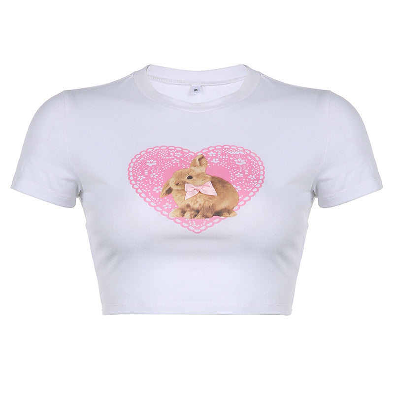 Rabbit Short Sleeve Crop T-Shirt