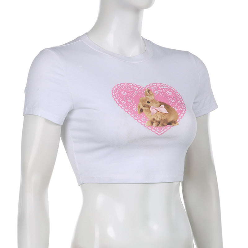 Rabbit Short Sleeve Crop T-Shirt