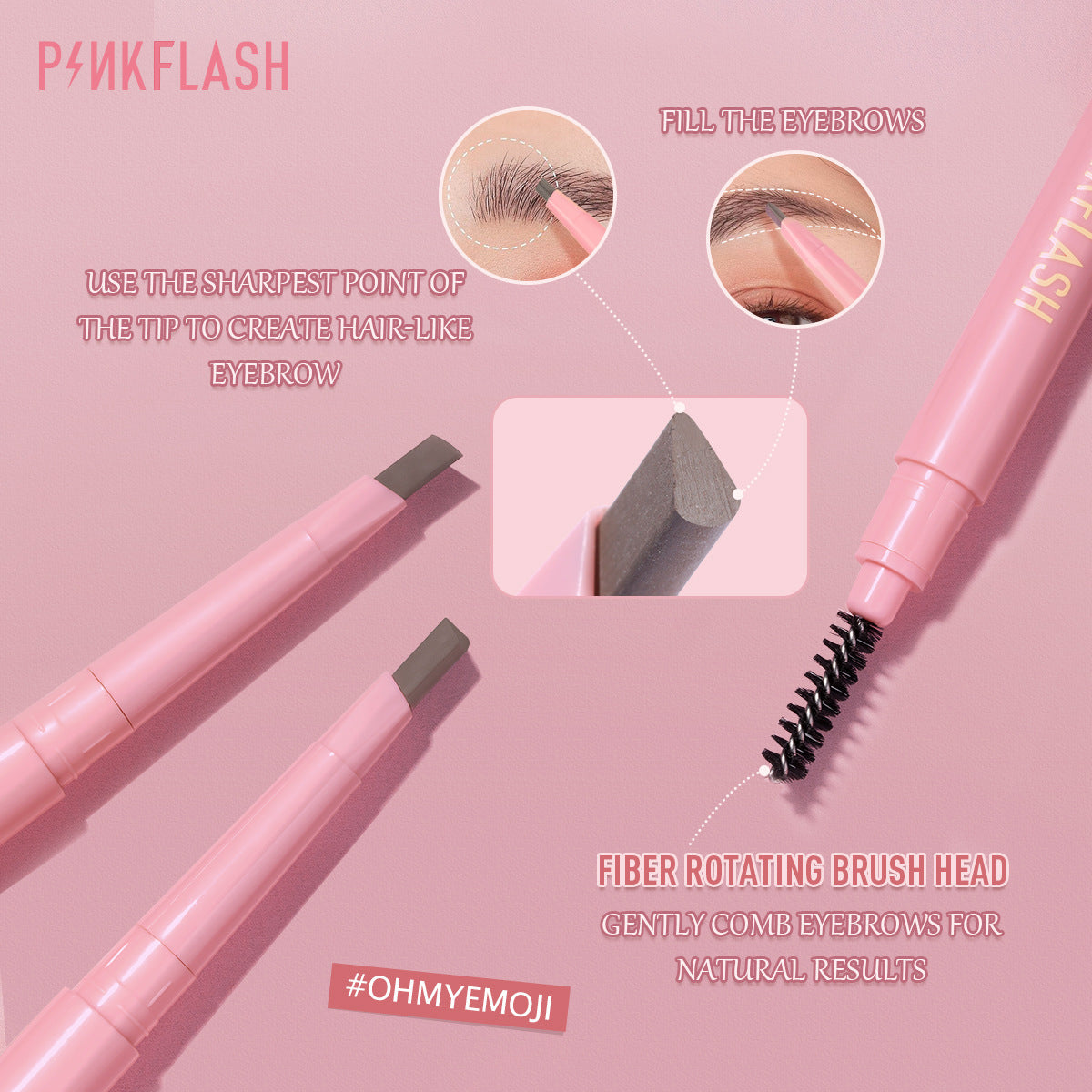 PINKFLASH - Double-headed Triangle Waterproof Auto Eyebrow Pencil - 4 Colors