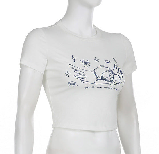 Short Sleeve Angel Crop Top