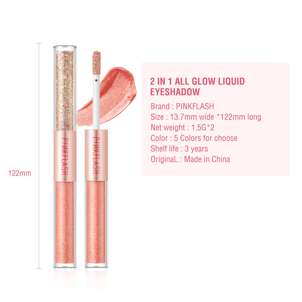 PINKFLASH - 2 in 1 Glow Liquid Eyeshadow - 5 Colors