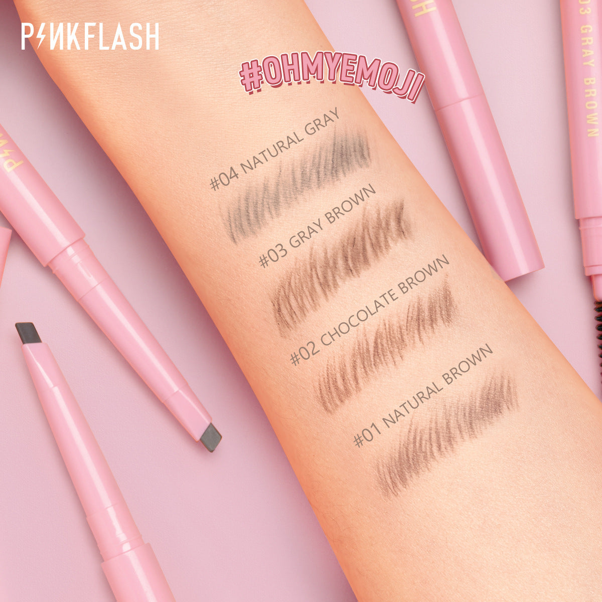 PINKFLASH - Double-headed Triangle Waterproof Auto Eyebrow Pencil - 4 Colors