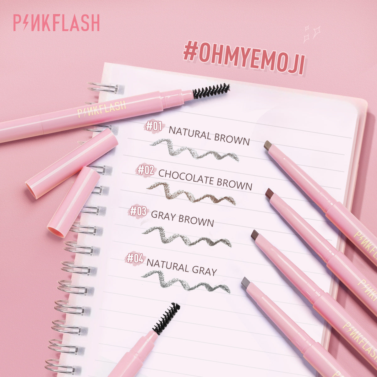 PINKFLASH - Double-headed Triangle Waterproof Auto Eyebrow Pencil - 4 Colors