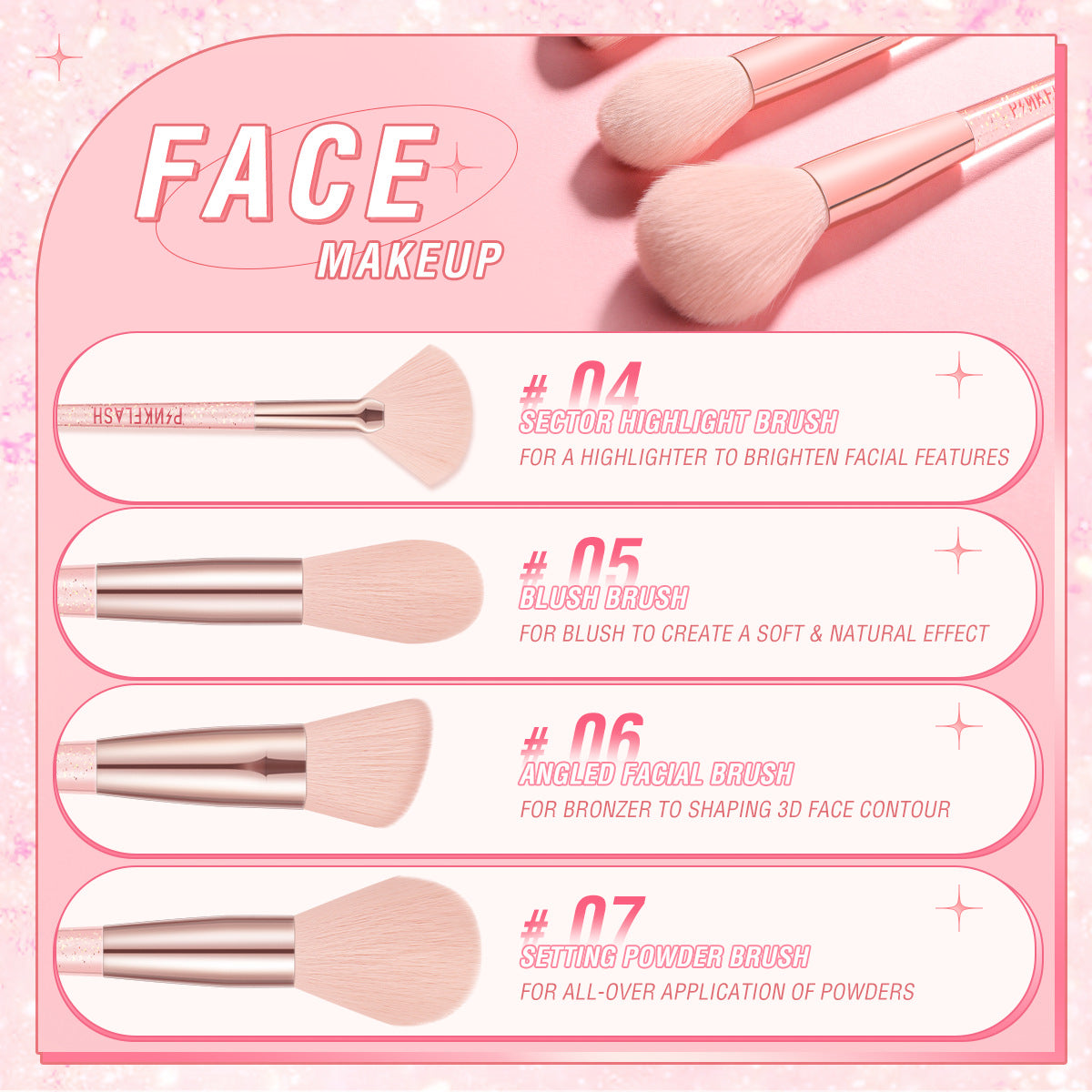 PINKFLASH - MakeUp Brush (7 Types)